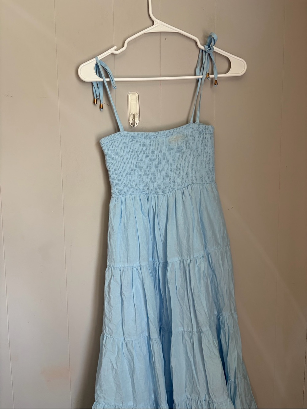 Petal & pup Light Blue Tie-Shoulder Smocked Maxi Dress - Picture 3 of 6